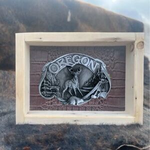 Vintage 1984 Pewter Oregon Belt Buckle W-23